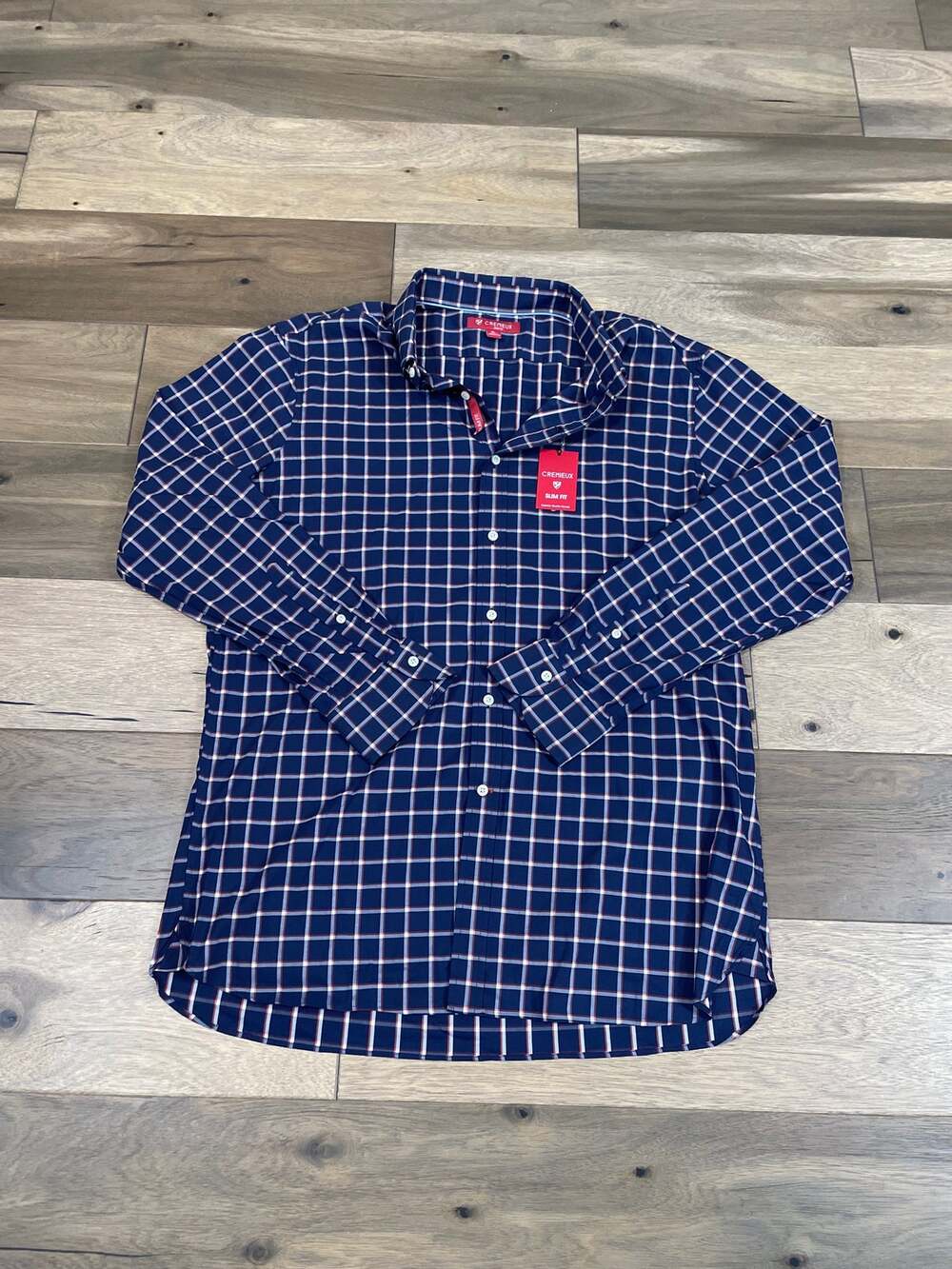 Cremieux Boutique Slim Fit Navy White Button Up Cotton Mens Size XL New With Tag